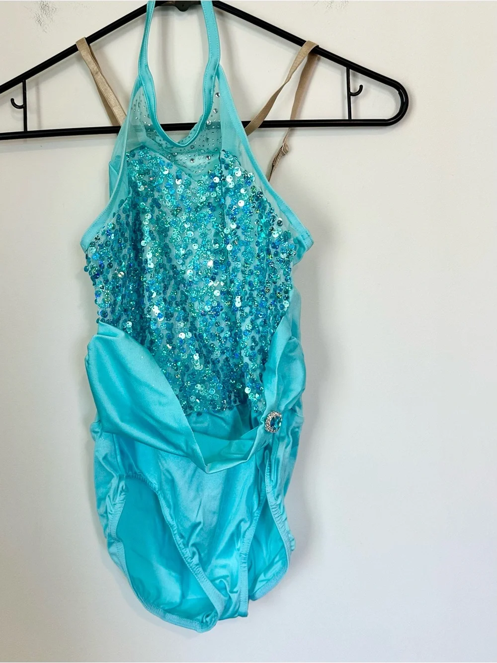 Dancing on Air Sparkling Aqua Fringe and Tutu Dance Costume - Size: LC